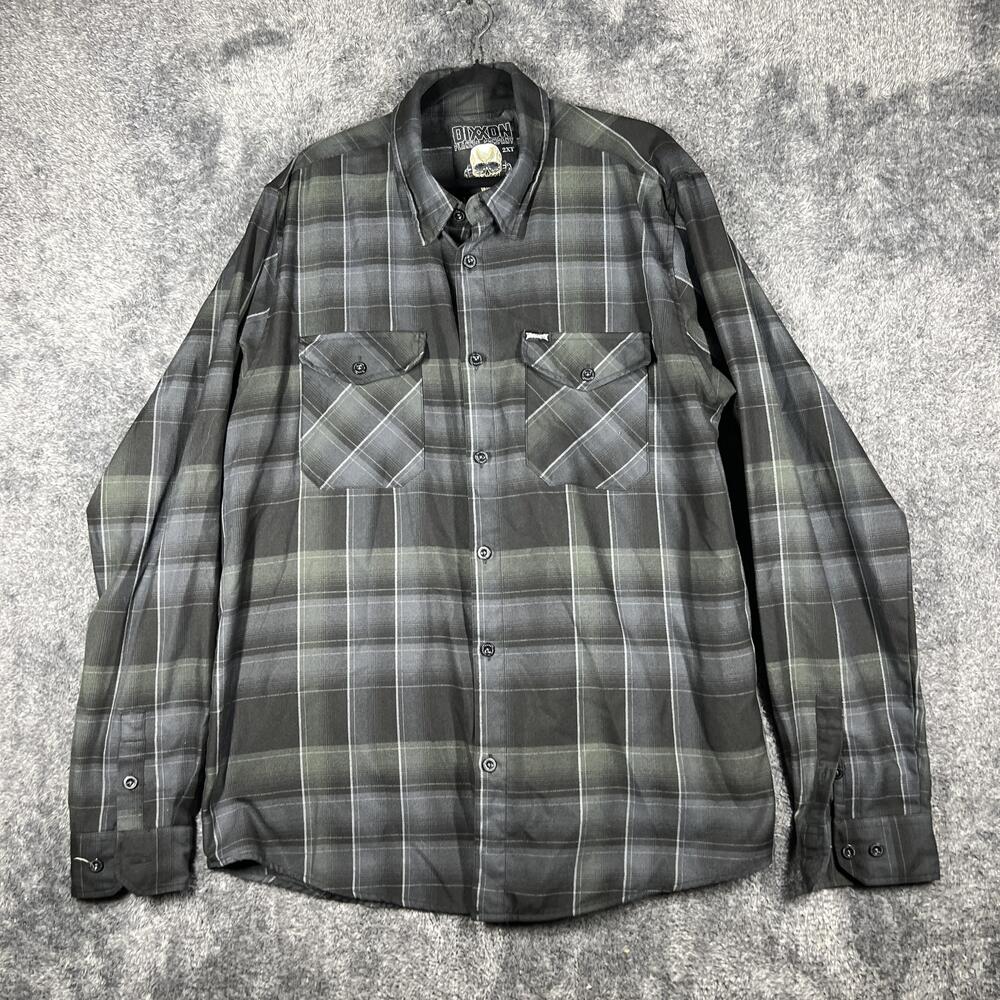Dixxon Shirt Mens 2XLT Black Long Sleeve Button Up Plaid Flannel Megadeth